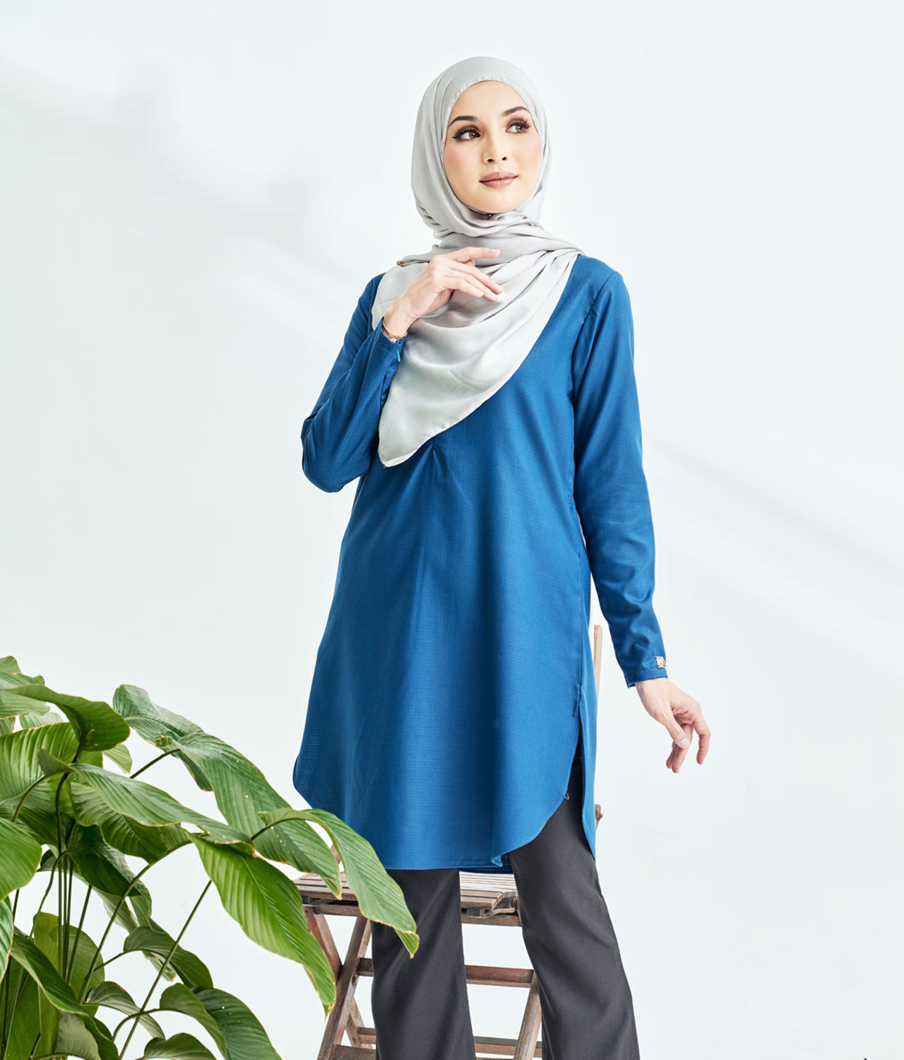 Lily Long Top Royale Blue | No.1 Best Fashion | Muslimah Malaysia